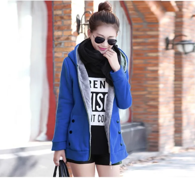 Mulheres Moletons Outono Inverno Casual Solto Hoodies Quentes Outwear Manga Longa Zipper Casaco Feminino Top