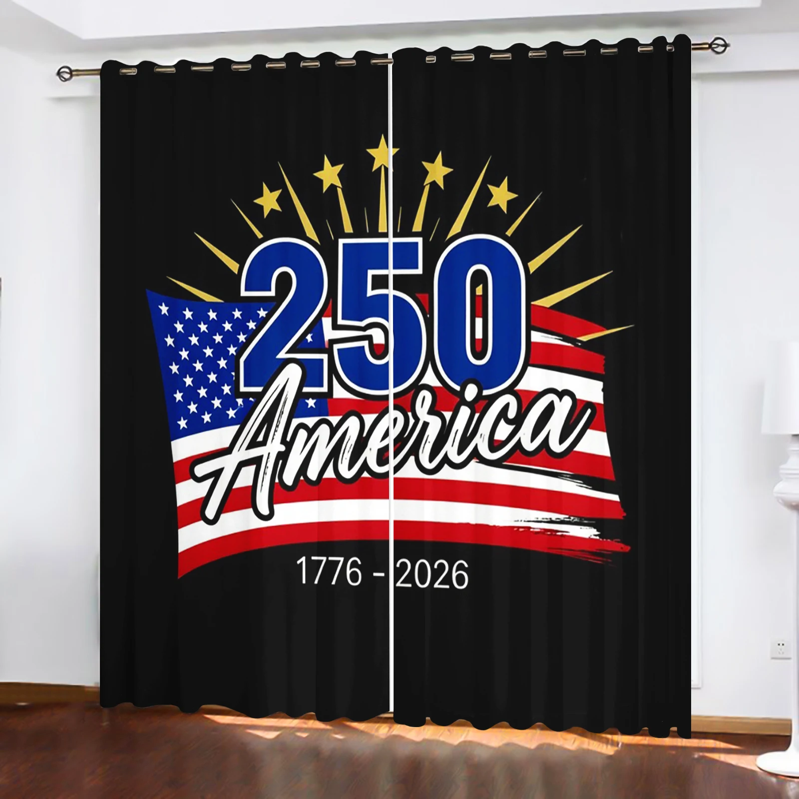 America 250th Anniversary Curtains, Flag Print Blackout Window Curtains, Patriotic Holiday Decor for Bedroom Living Room