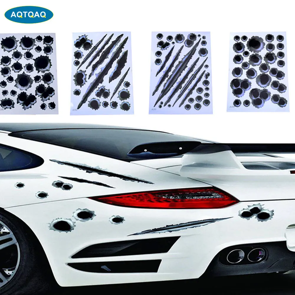 

1Set Car Stickers 3D Bullet Hole Stickers Set, Simulation Cracking Bullet Holes Decals for Car Motorcycle Laptop Decor