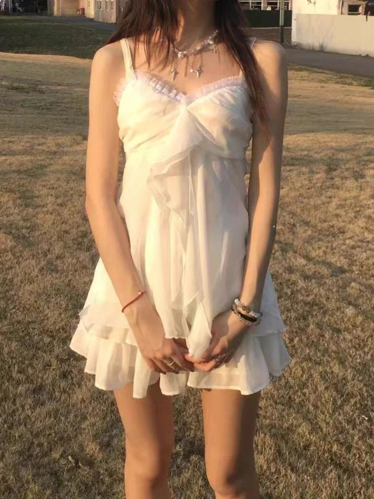 

Japanese Sweet Lace Sling 2-piece Set Women Casual Chic Loose Off Shoulder Chiffon Tees Female + Elastic Waist Short Skirt Suit