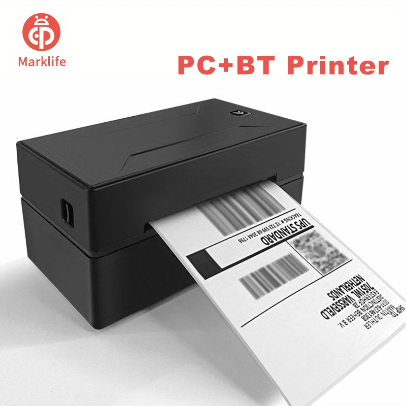 Marklife D100 Thermo-Versandetikettendrucker, kompatibel mit PC und Smartphone, Versandetiketten, Barcode-Etikett, Dankesetiketten, Glas