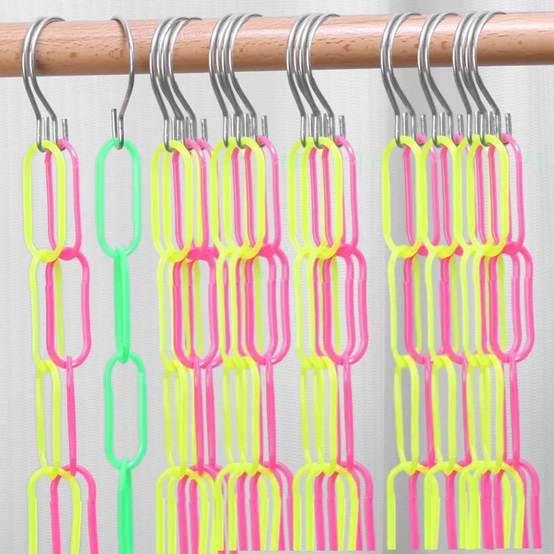 18 Hole Clothes Hangers Hanging Chain Colorful Plastic Clothes Wardrobe Hanging Hanger Space Saving Shirts Tidy Organizer Hanger