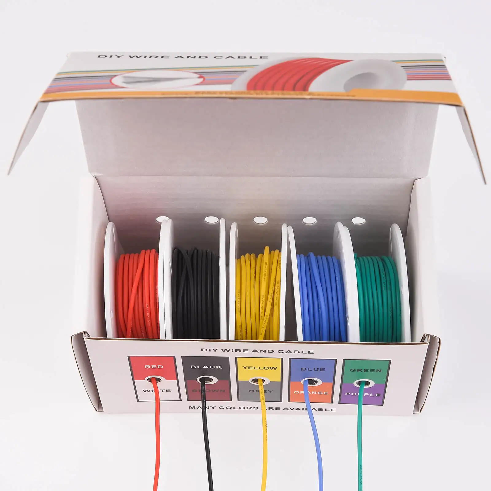24 AWG Silicone Wire Kit, 10 Colors Stranded Tinned Copper Electrical Hook Up Wire, Flexible High Temperature Resistant Cable