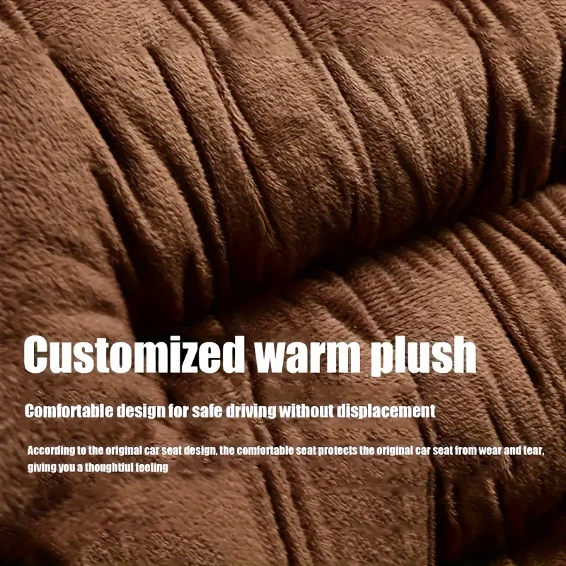 Luxuriöses Plüsch-Autositzkissen – 1 Stück dicker, warmer Vordersitzbezug mit Rückenlehne, universelle Passform, pflegeleicht, bequem, für den Winter – Detail 10
