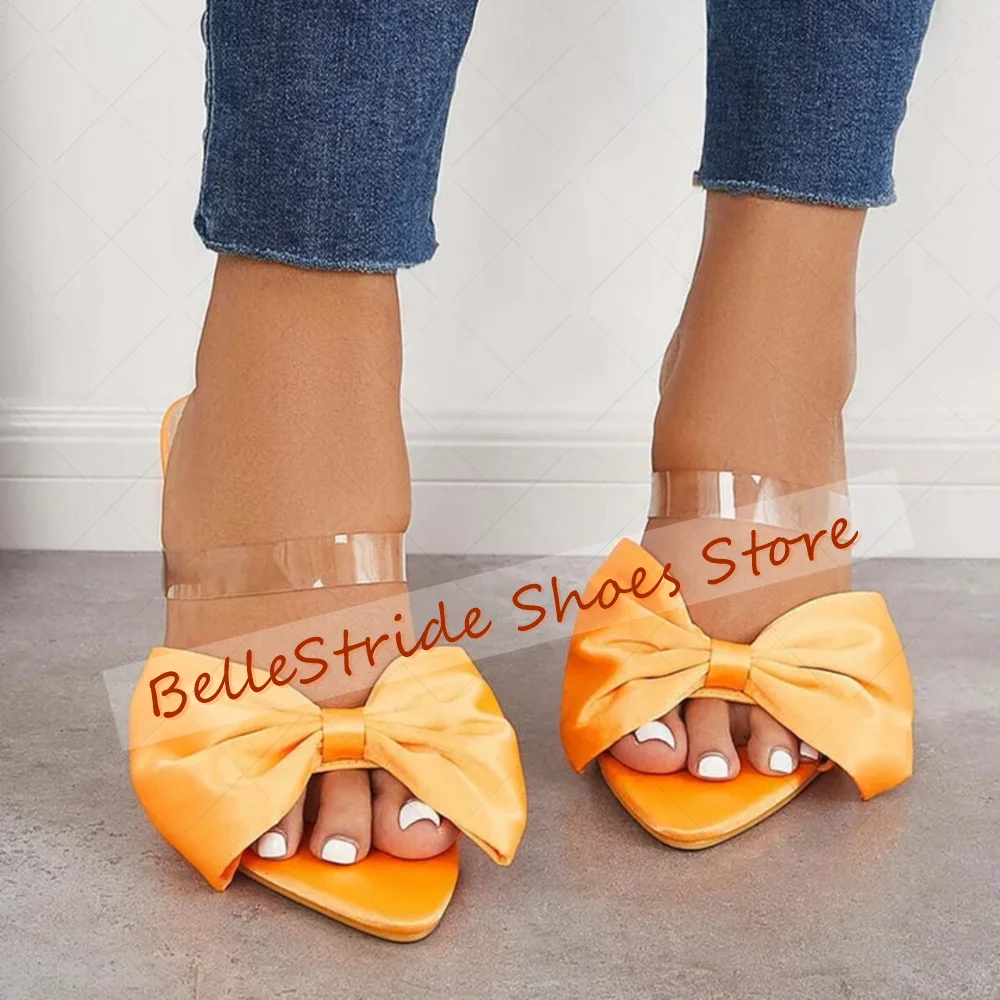 Pantoufles à bout pointu avec nœud papillon jaune pour femmes, chaussures à bout ouvert, talons hauts fins, fête, Banquet, rencontres, 2025 Zapatos Para Mujere