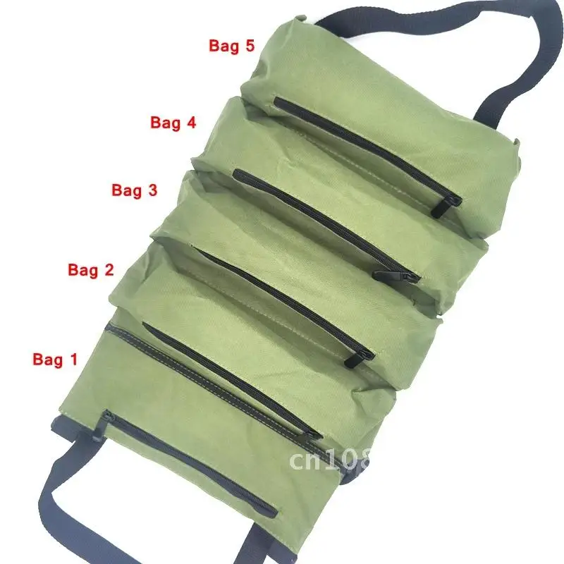 Tool Bag Canvas Roll Multi-Purpose Repair Tools Wrench Screwdriver Pouch Hanging Zipper Storage Bag