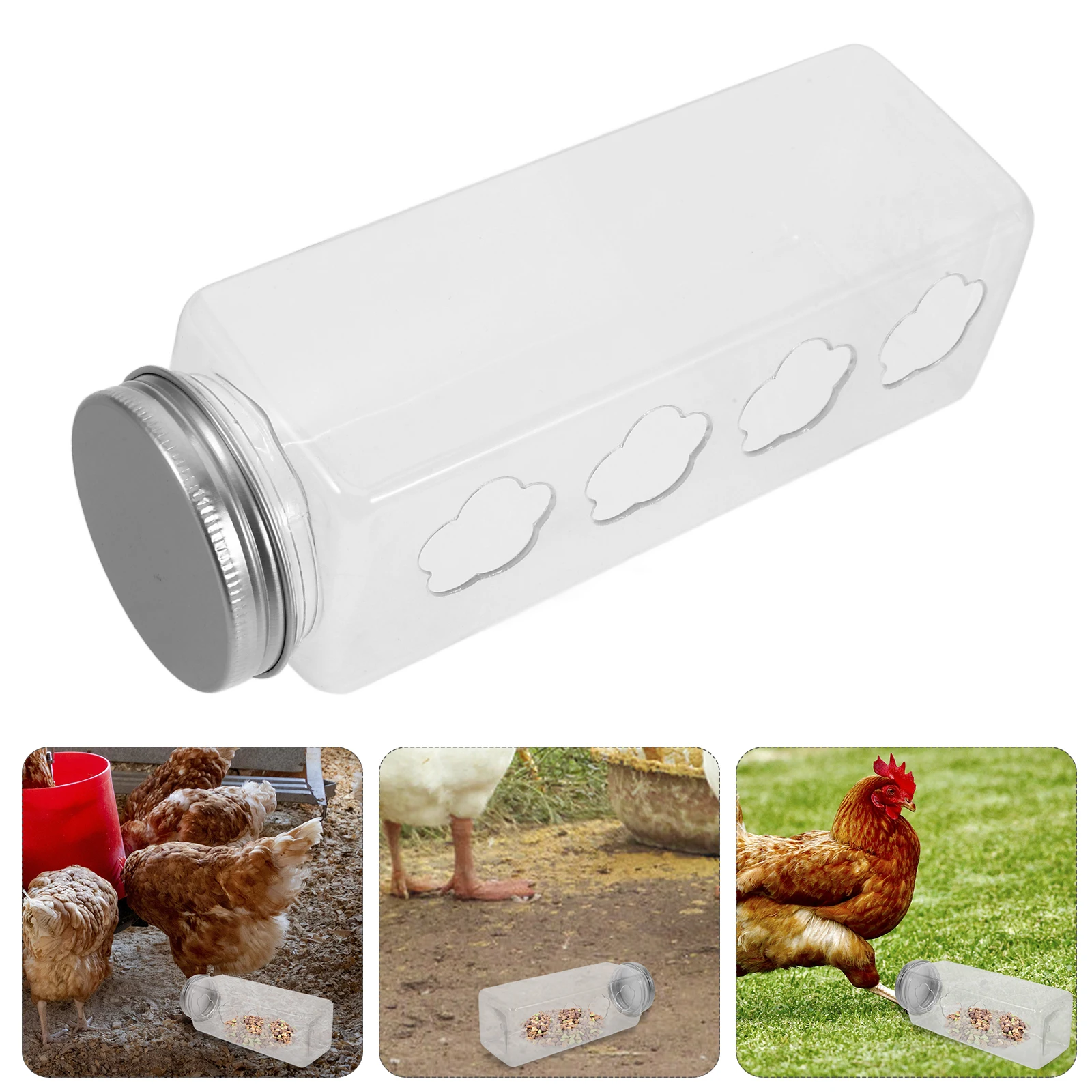 

Clear Transparent Rutin Chicken Feeder Durable Easy Cleaning Bottle Lid Design Sturdy Box For Small Chickens Farmhouse Use