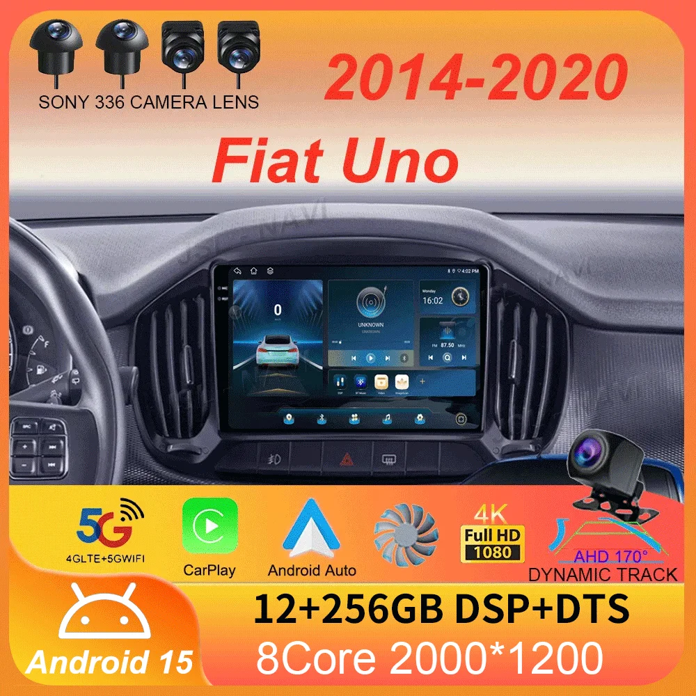 

Для Fiat Uno 2014 2015 2016 2017 2018 2019 2020 Автомобильный радиоприемник Android 15 Carplay Авто GPS Мультимедийный плеер Стерео видео WIFI + 4G DSP