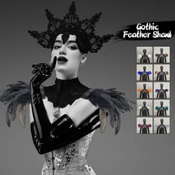Fake Feather Shrug Epaulettes Shawl Collar Shoulder Wrap Cosplay 1Pair Halloween feather shawl Performance dance