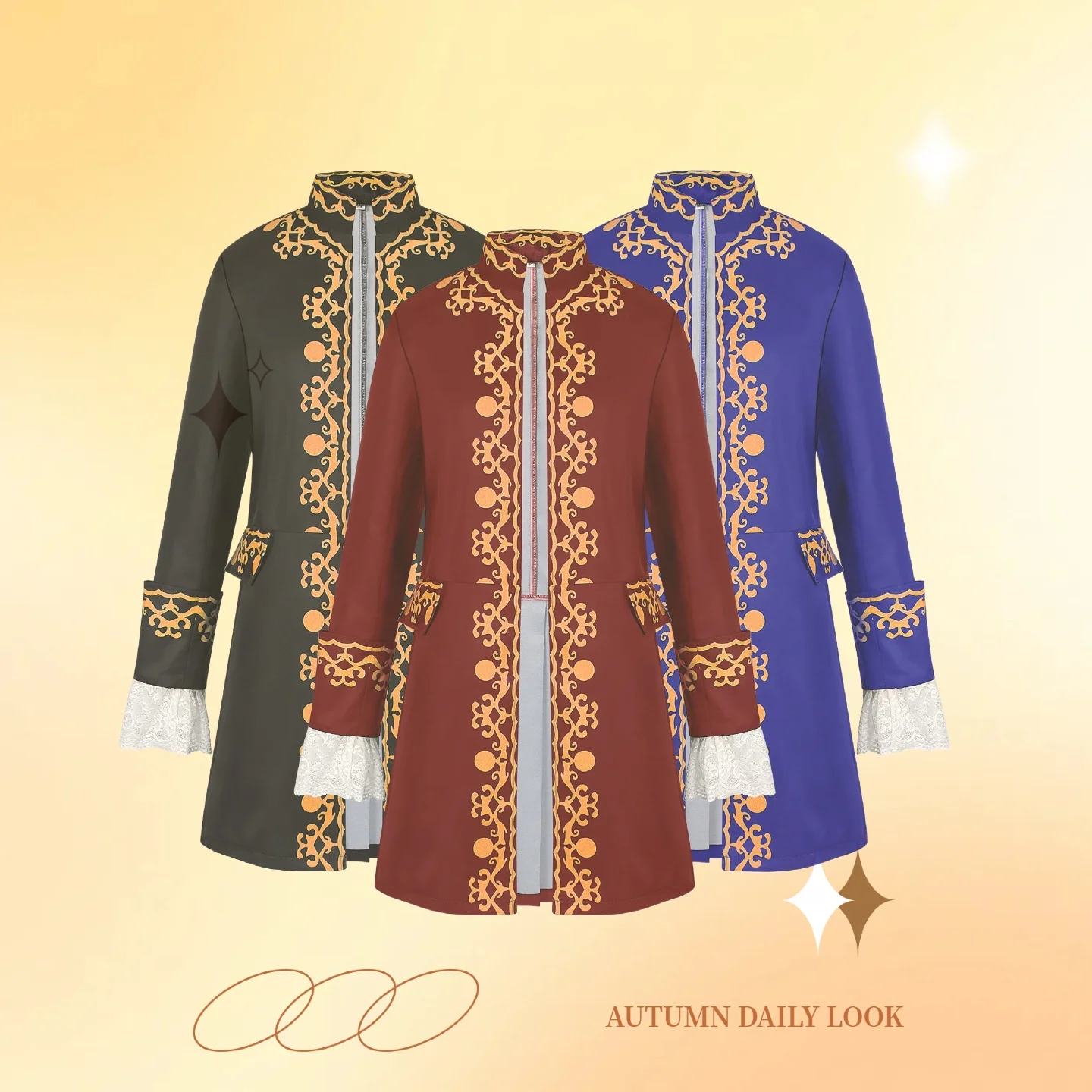 

Medieval Long Sleeve Stand Collar Jacket Tuxedo Evening Dress Costume Clothing