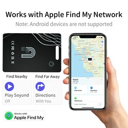 Wallet Tracker Card, Rechargeable Thin Wallet Finder, Works with Apple Find My (iOS Only), Item Finder for Luggage Tags