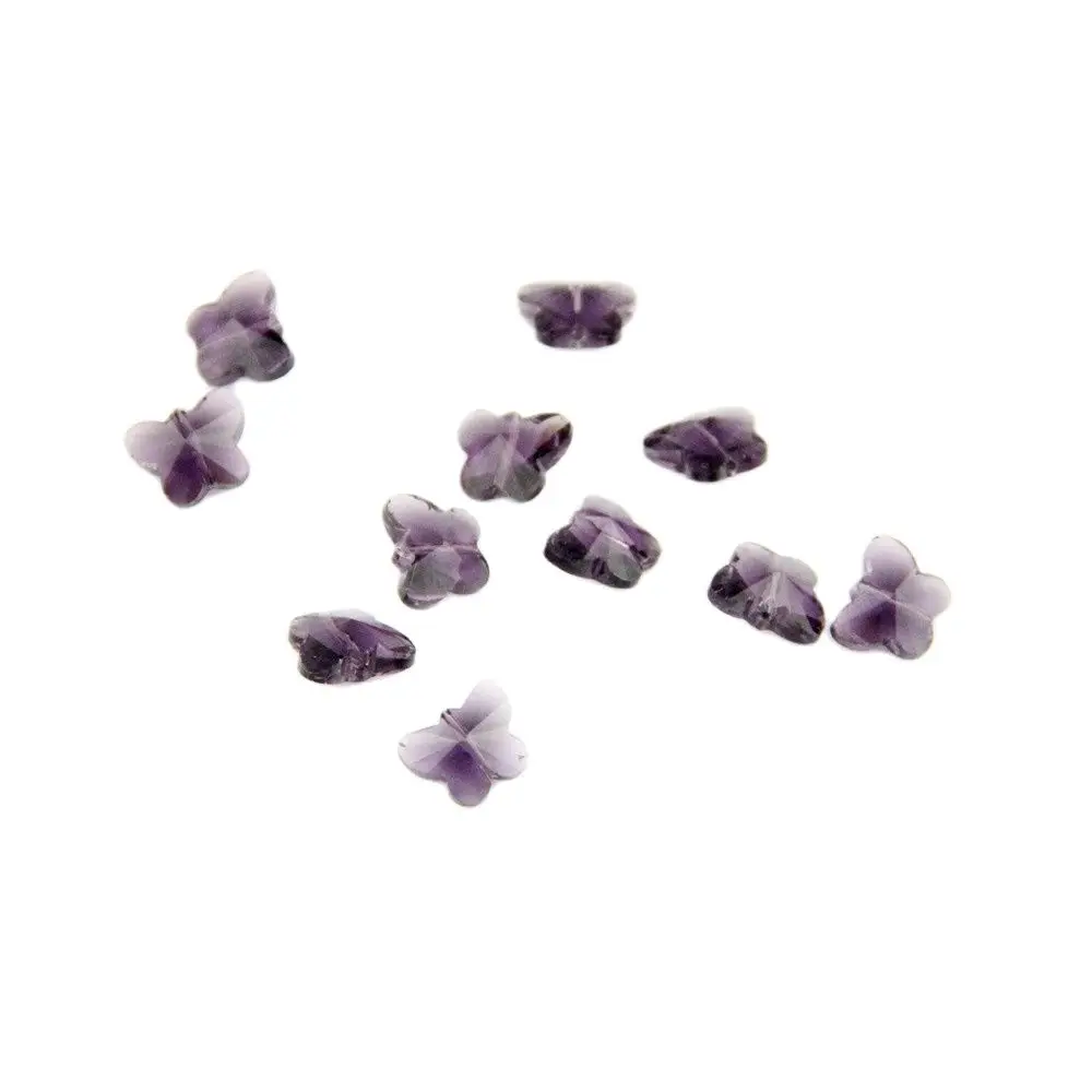 Hot Selling 100pcs/Lot 14mm Violet Crystal Butterfly Stones In 1Hole Accessories For Chandelier Lamp Parts Diy  Jewelry Making