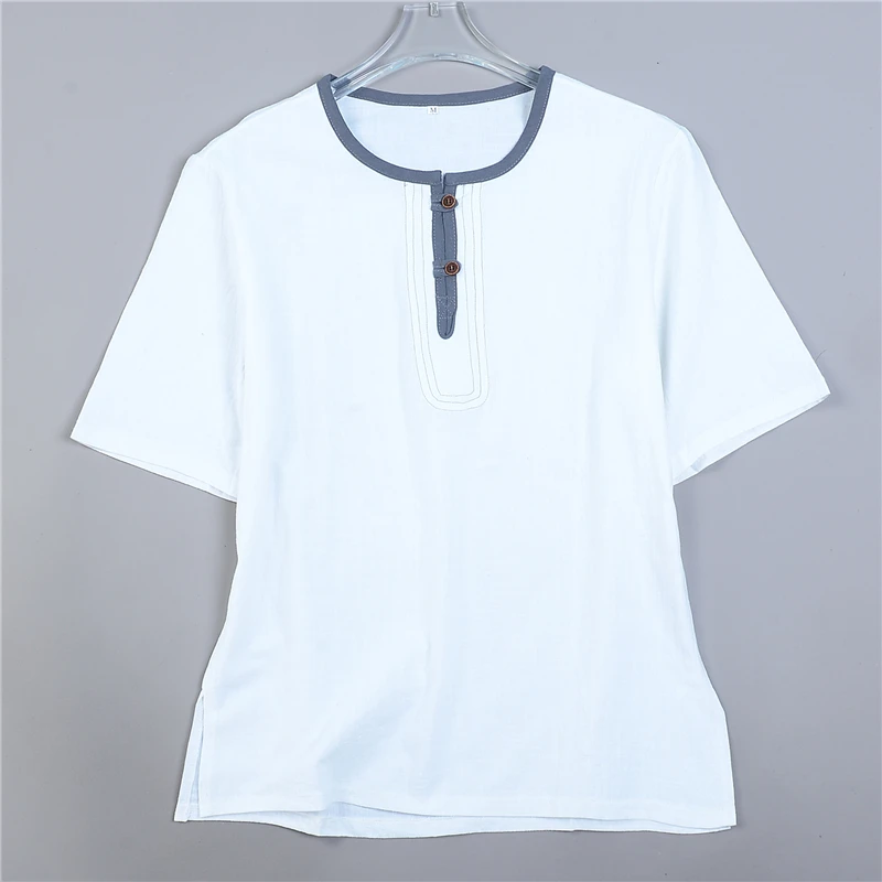 

Мужская повседневная свободная футболка из хлопка и льна в стиле ретро, художественный дизайн, летняя мода, высокое качество, винтажный стиль