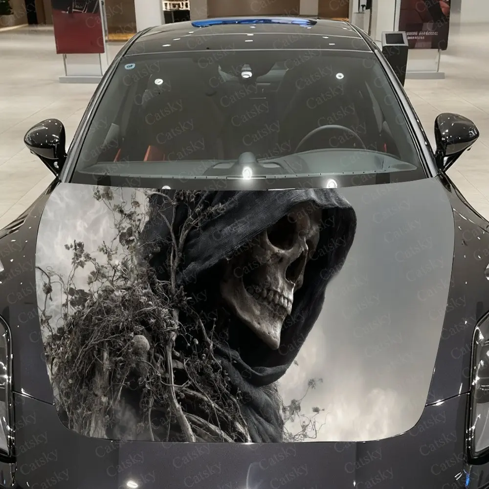 

Hooded Skeleton is Surrounded by Vines Car Hood Stickers, Decorative Pattern Car Stickers, Car Self-adhesive Scratch Resistant D