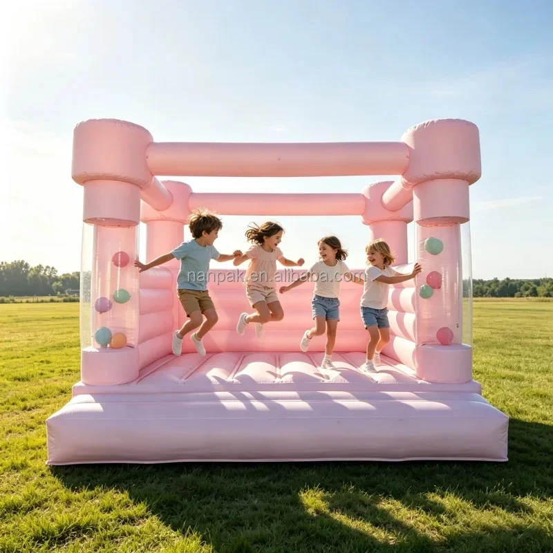Cute Pink White Inflatable Pvc Jumper for Kids Jump Party Event Hire of Balloon Blow Bouncy Castle Child Bounce House for Rental