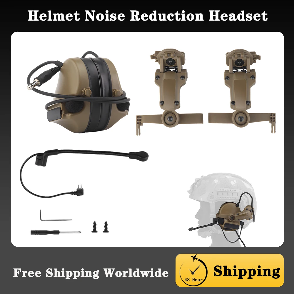 

Tactical Headset Helmet Wear Noise Reduction Earmuffs，Airsoft Shooting Electronic Communication Headphones Silicone Earphones