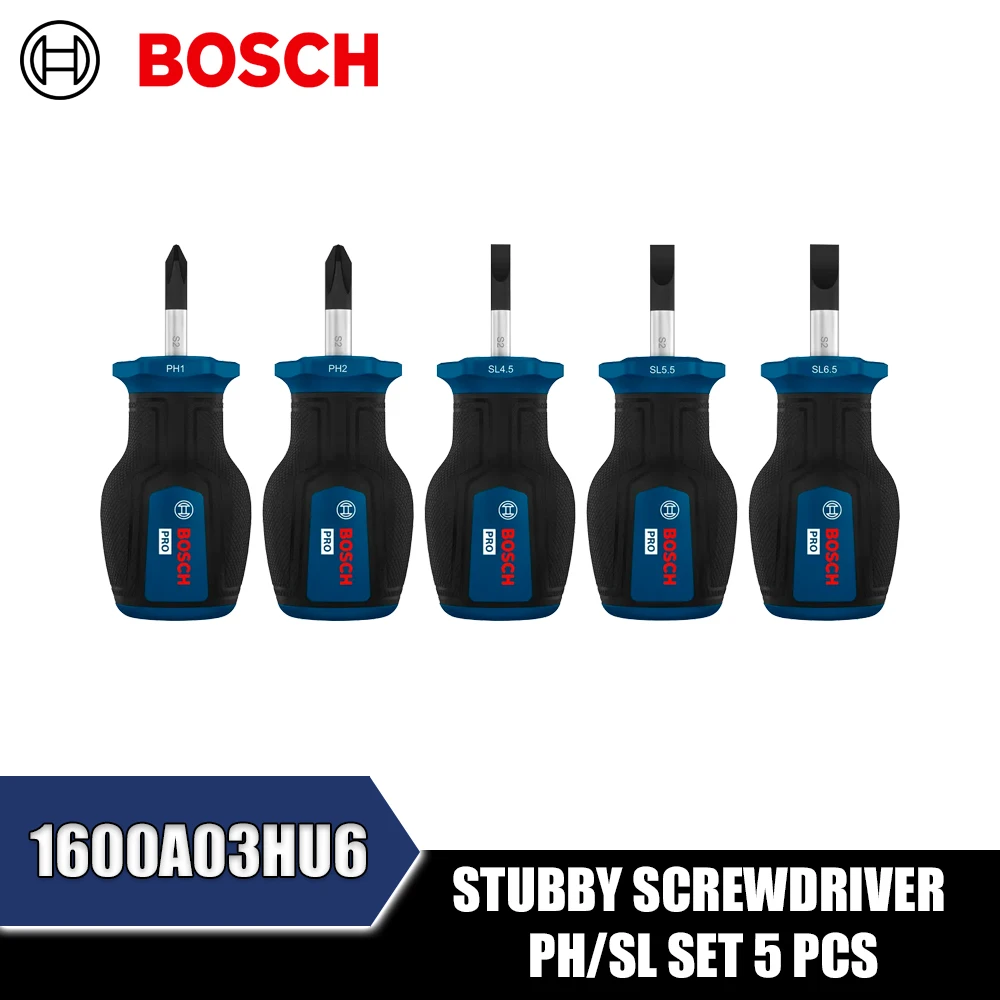 BOSCH 1600A03HU6 PRO Stubby Screwdriver PH/SL 5PCS 1600A03HU7 PRO Stubby Screwdriver PZ/SL 5PCS Hand Tools