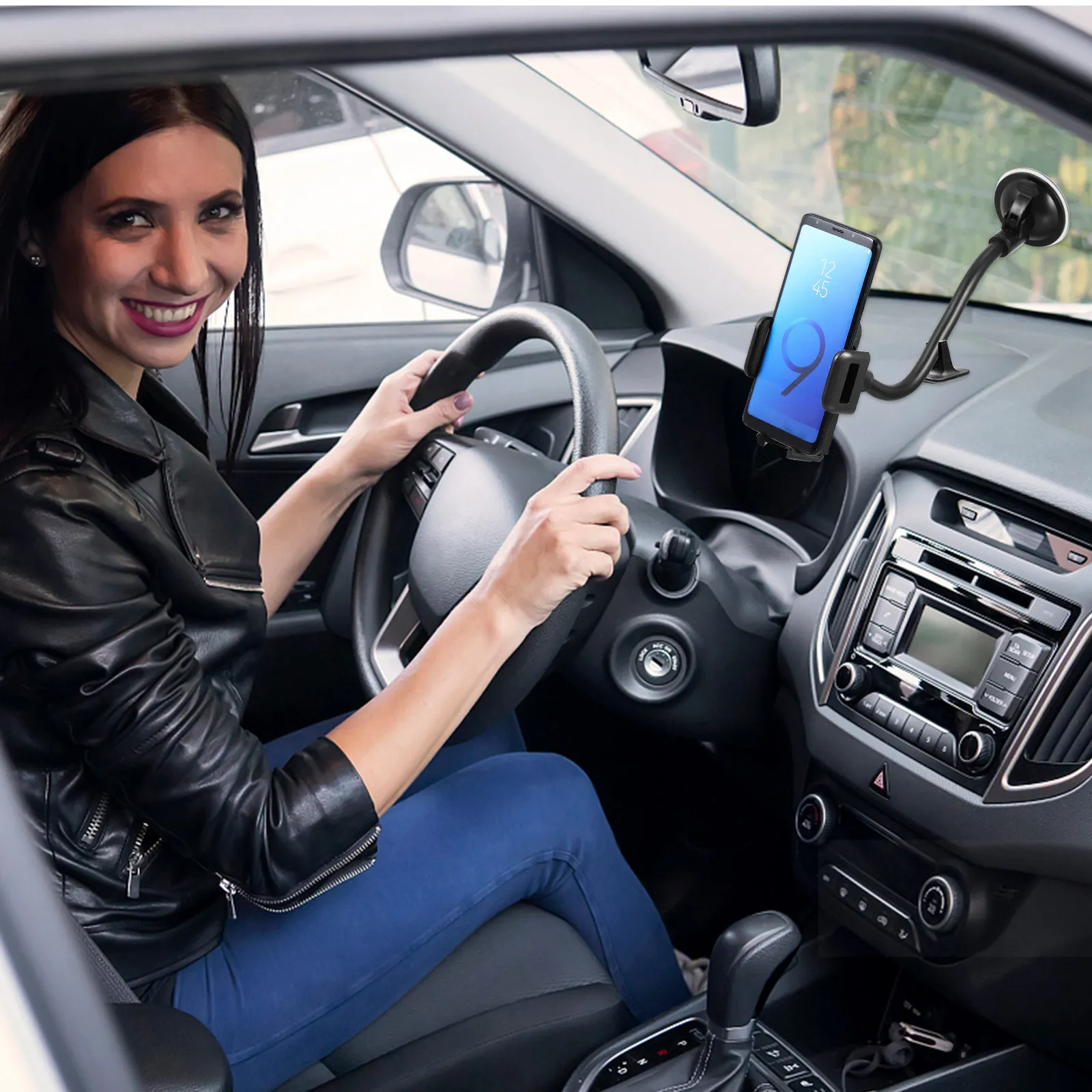 

Car Phone Bracket Suction Cup Flexible Gooseneck Dashboard Holder Adjustable Angle Stable Clamp Auto Phone Holder Navigation