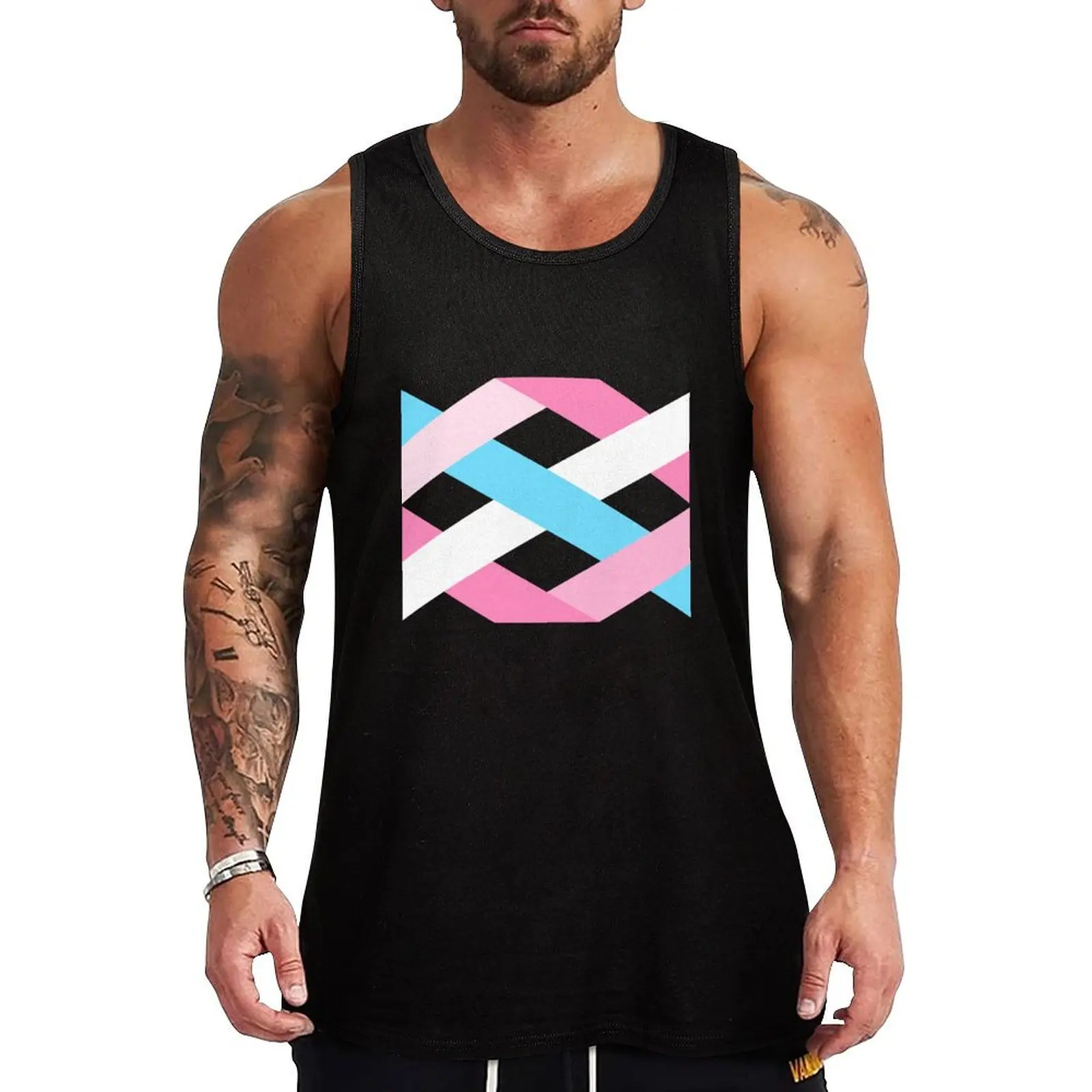 

Stealth Trans Femme Pride Art Lattice Print Tank Top gym top singlets for men Men's sports t-shirt