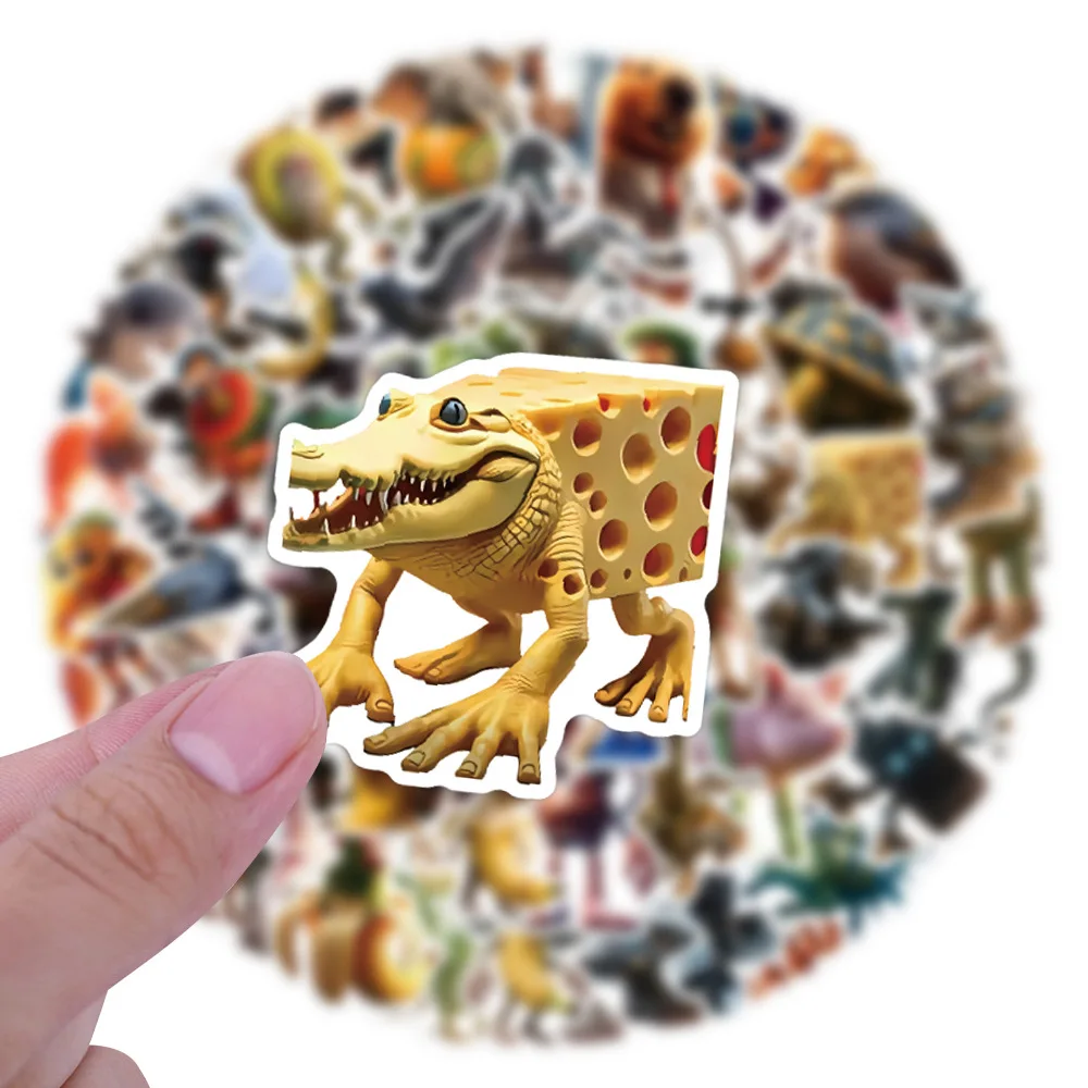 100 adesivi Tungtung Sahur adesivi ai mostri cartoni animati adesivi per bottiglie d'acqua mobili graffiti