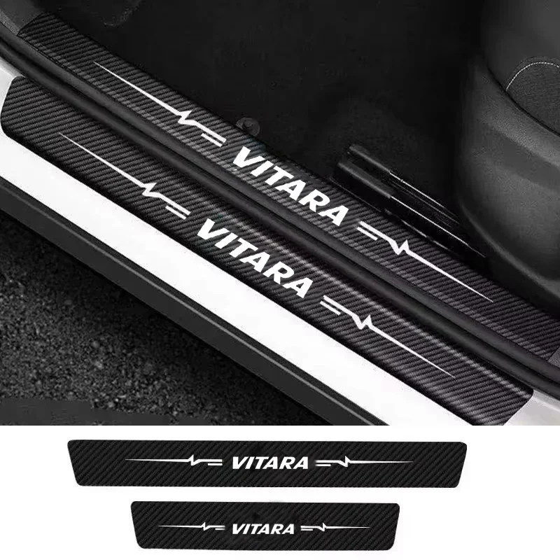 Door Sills Stickers For Suzuki VITARA Logo AutoTrunk Threshold Anti Scratch Tape Protective Decals Waterproof Car Accessories