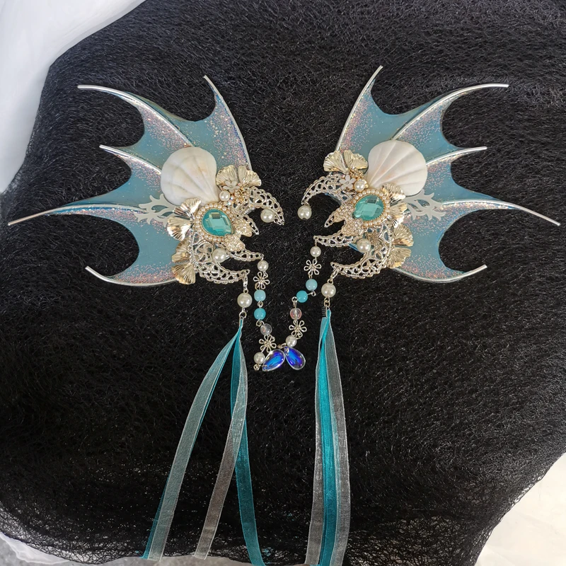 

НОВЫЕ уши русалки COS, головной убор с градиентными ушками, аксессуары для волос феи-волшебника, уши, реквизит русалки, фото косплей