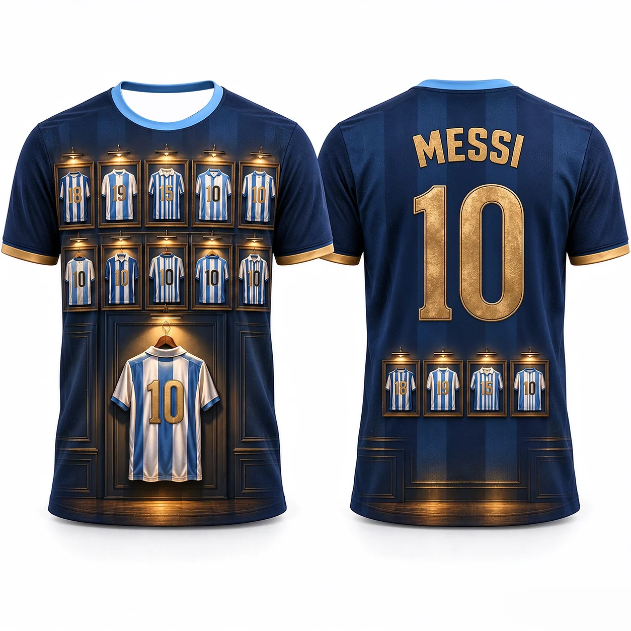 2026 New Men Women Kids Messi 10 Argentina Jersey Style T Shirt Blue White Football Fan Shirt Casual Streetwear Short Sleeve Top