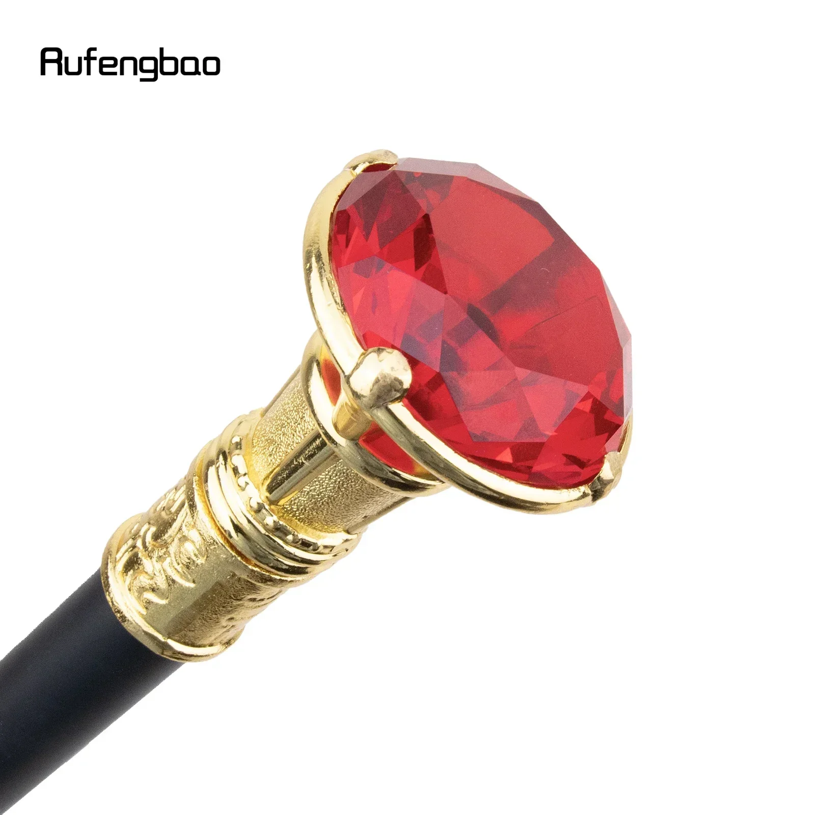Red Diamond Type Golden Walking Cane Fashion Decorative Walking Stick Gentleman Elegant Cosplay Cane Knob Crosier 93cm view 3