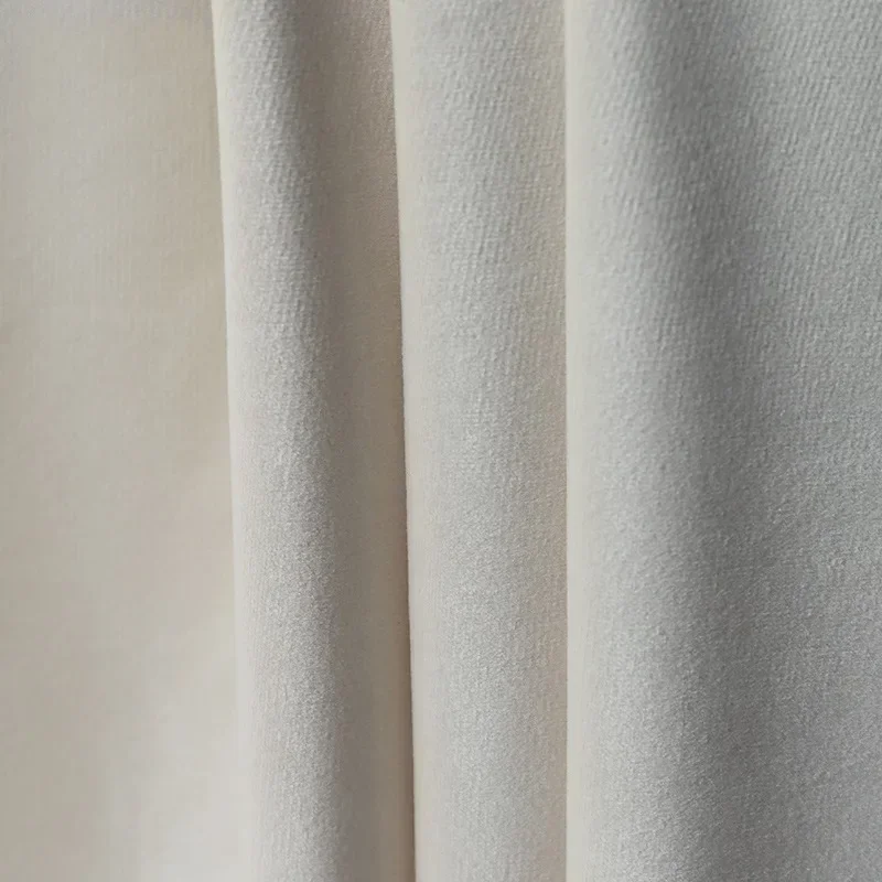 Fashion Beige Velvet Curtains for Living Dining Room Bedroom Cream Royal Hotel Milk White American Gentle Window Luxury