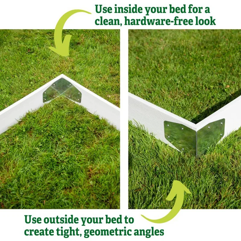 Adjustable Raised Bed Corners  Bend To Any Angle Use With Any Lumber Durable Steel Silver 4PCS