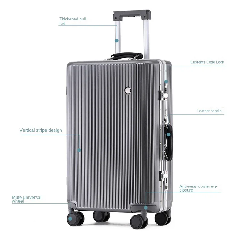 20/24/26/28 inch Travel Suitcases Aluminium Frame Rolling Luggage Carry-Ons Trolley Case With Wheels Universal PC Travel Case