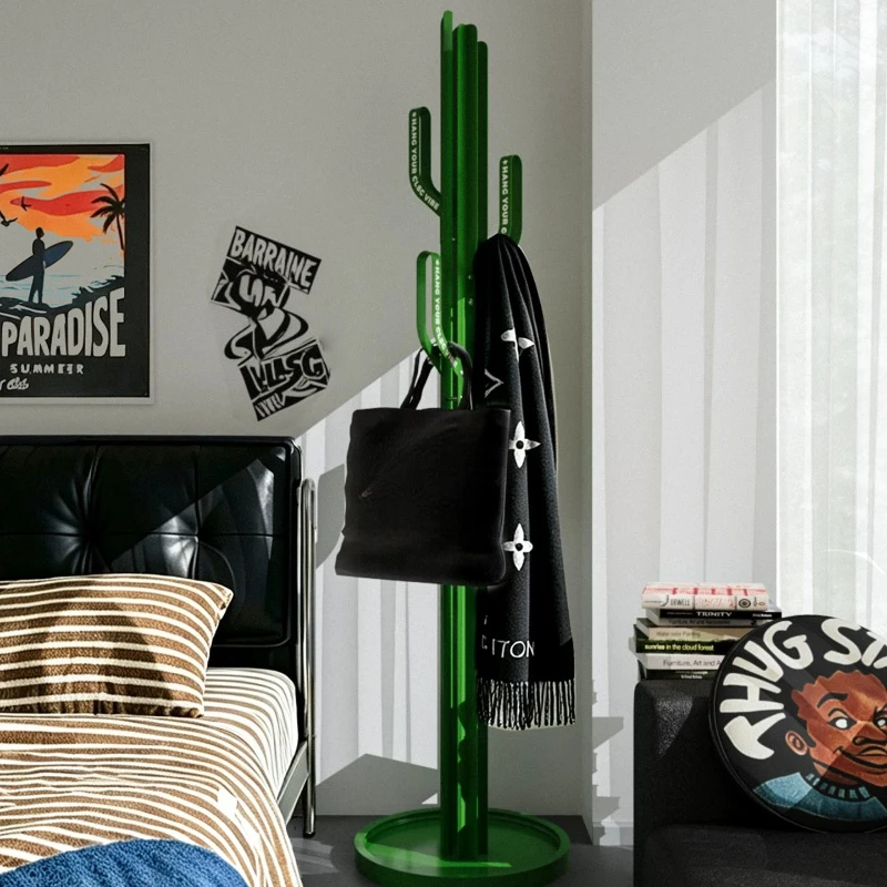 wrought iron cactus floor-to-ceiling coat rack entrance vertical metal clothing bag storage hanger