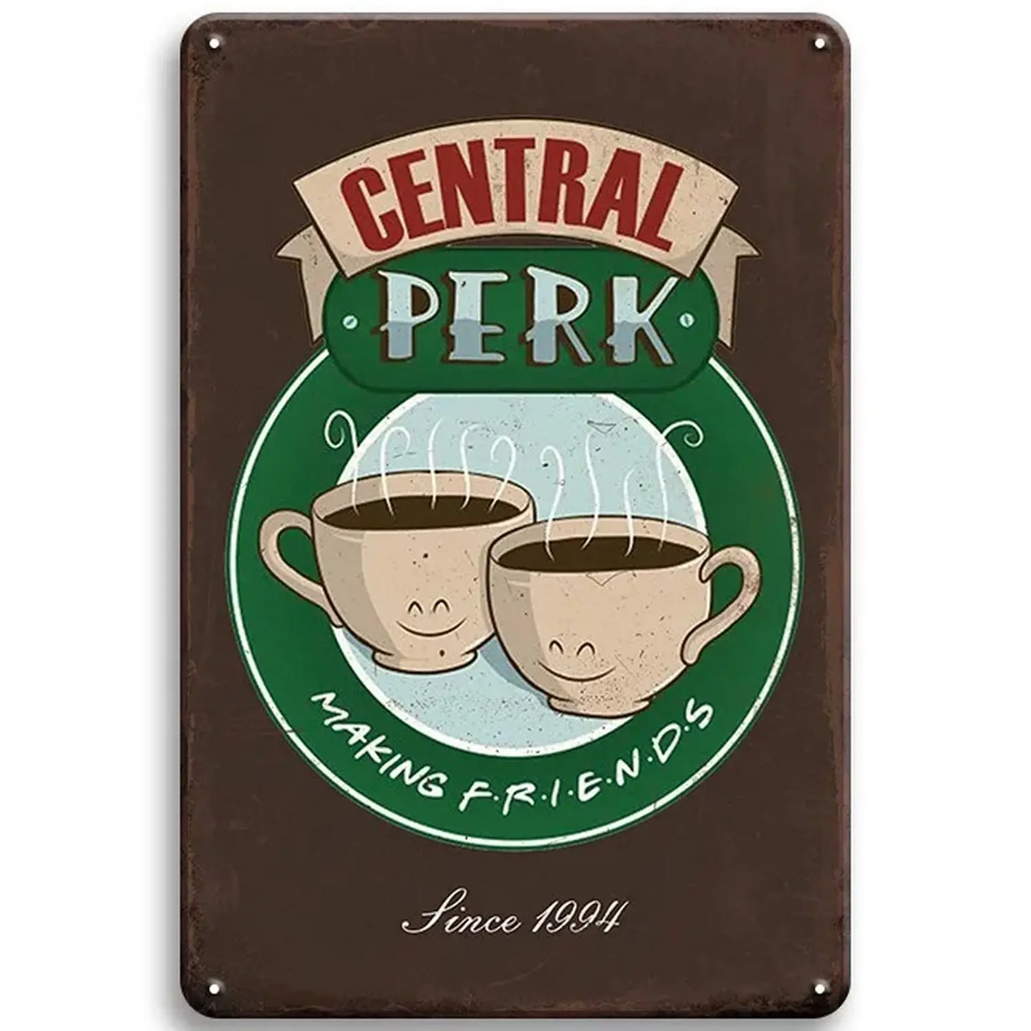 Central Perk Friends TV Show Metal Signs Decor Poster for Cafe Bar Pub Club Tin Sign Decorative Plaques Painting Wall Decoration