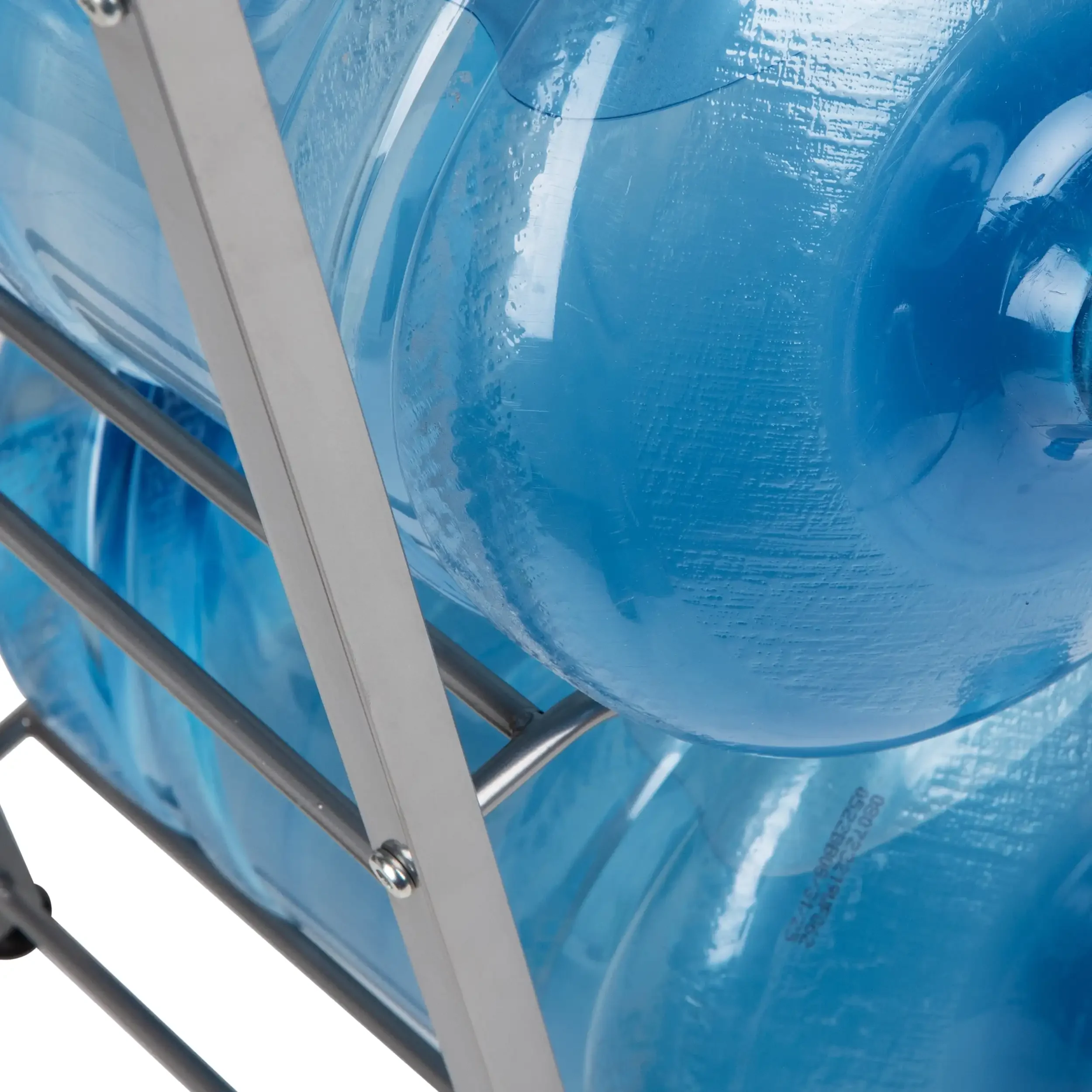 Suporte para jarras de água, comporta três jarros de 5 galões, metal, 13,5"C x 13,5"L x 28,75"H, prata