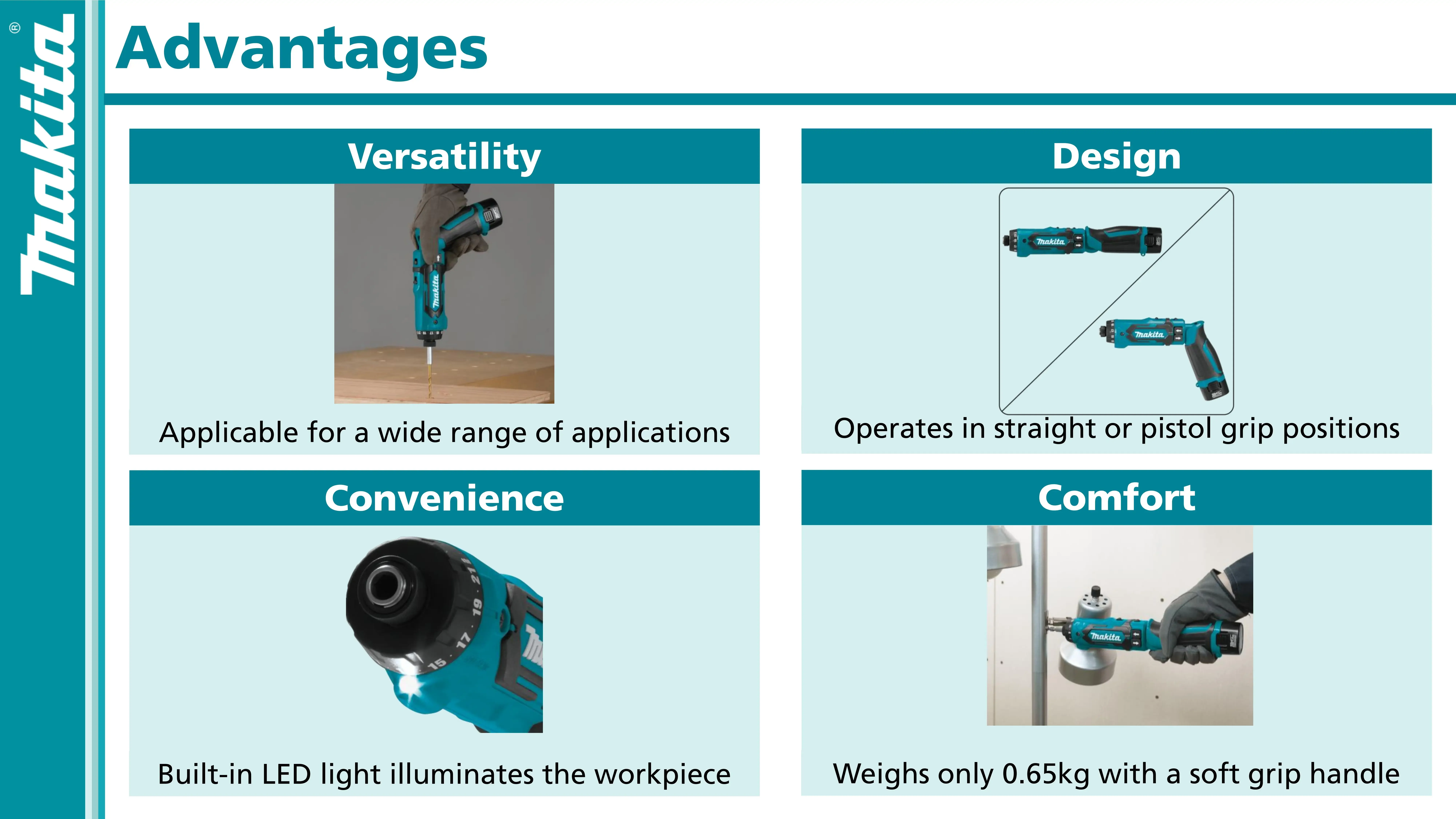 Makita DF012DSE Kit Cordless Compact Driver Pencil Electric Screwdriver 7.2V Lithium Power Tools Drill With Battery Charger