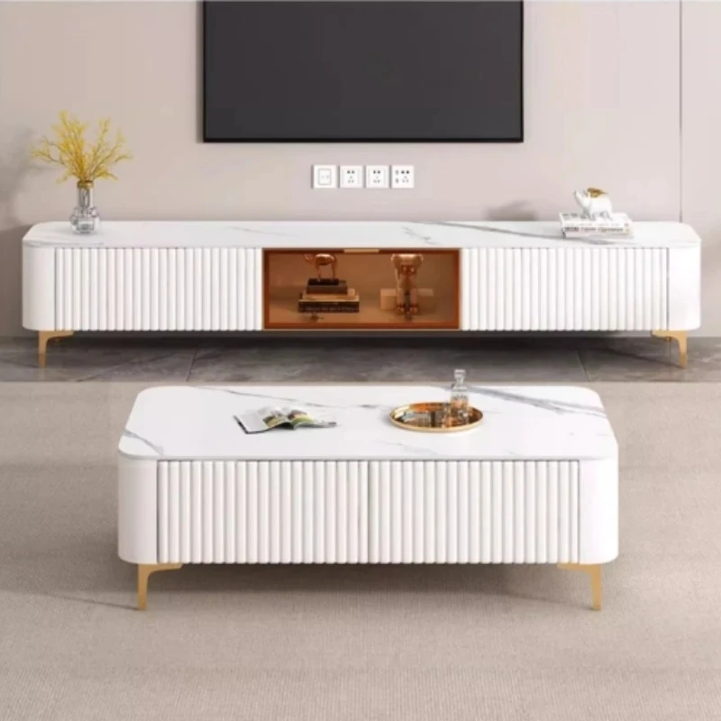 

Minimalist French Coffee Table With Drawers Wavy Luxury Nordic Coffee Table Oval Metal Handles Coffee Table Home Furniture