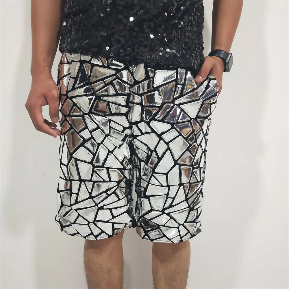 

Men's Shorts Nightclubs Silver Sequins Bars DJ Leisure Stage Costumes Slim Fitting Fashionable Singer Stage Performance Costumes