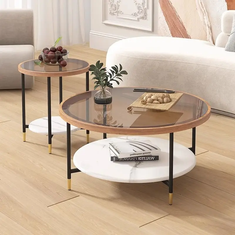 

Medieval style simple modern apartment living room household round combination Nordic light luxury Changhong coffee table