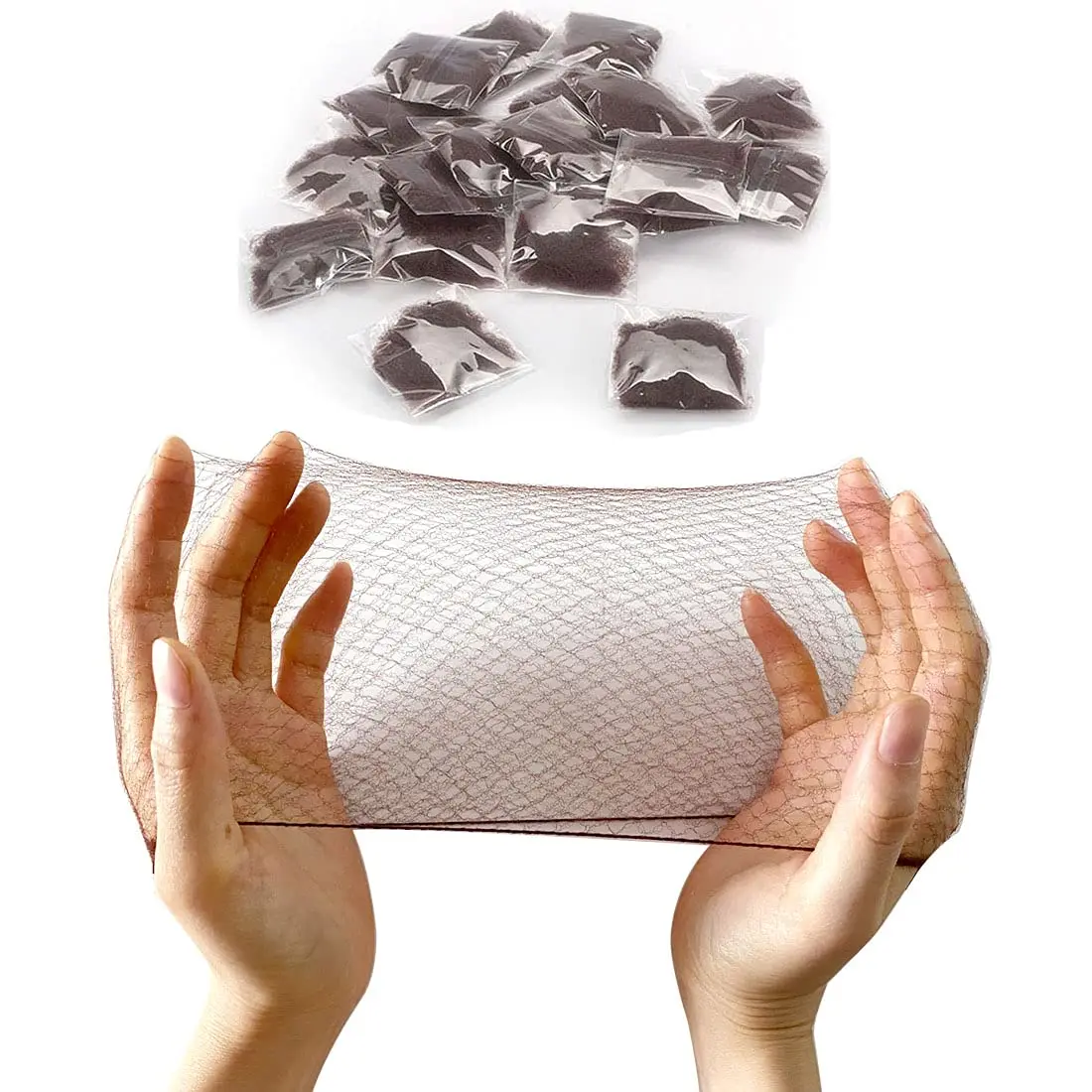 

20 Pcs Invisible Hair Nets for Bun, Elastic Edge Mesh (Coffee), Soft Cotton