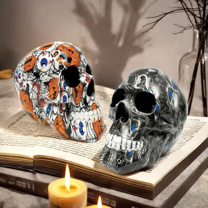 

Graffiti Skull Resin Statue Decoration Toy Birthday Gift Halloween Party Home Decoration Ornament Garden Decoration