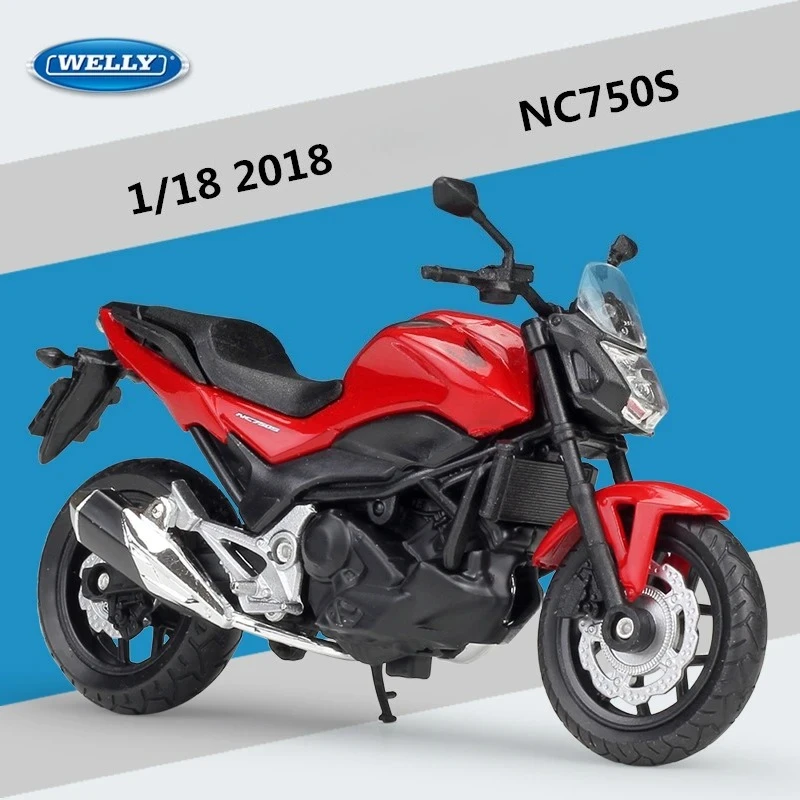 

WELLY 1:18 2018 NC750S модель мотоцикла из сплава, имитация металлической игрушки, модель мотоцикла для уличных гонок, коллекция, подарок для детей
