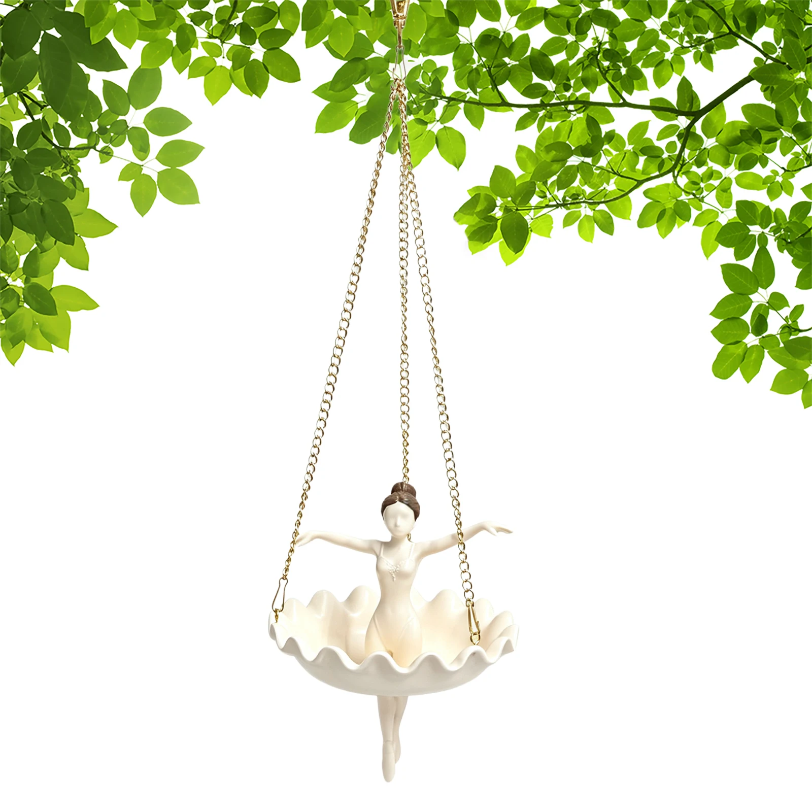 1 Pcs Hanging Ballet Dancer Planter 15x10cm Resin Ballet Dancer Planter with Chain Home Hanging Flower Holder for Indoor Outdoor