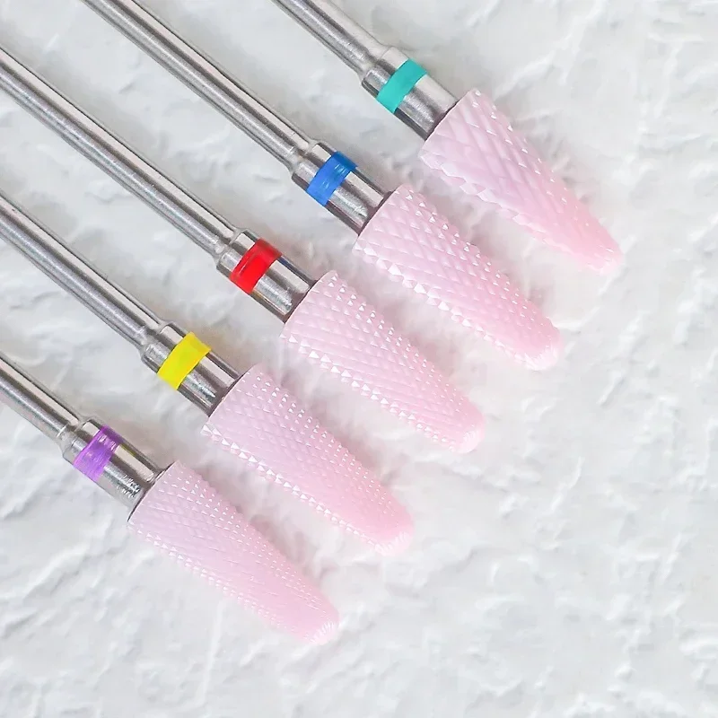 Pink Ceramic Carbide Nail Drill Bits Milling Cutter Gel Remover Electric Machine Polishing Peeling File Tools Manicure Accessory