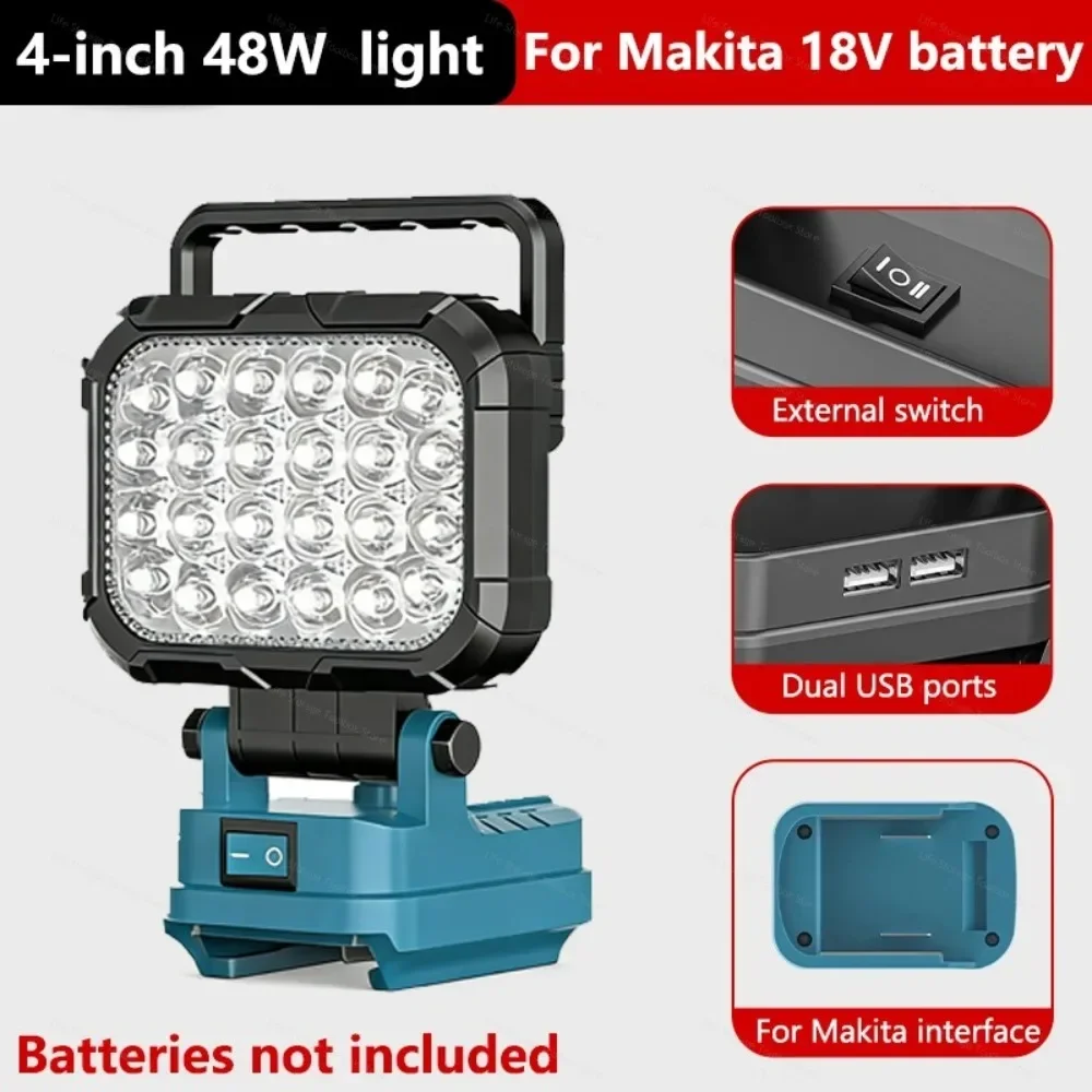 Tragbare Taschenlampe mit USB-Anschluss für Makita 18V Li-Ion-Akku, LED-Taschenlampe mit Haken für Notbeleuchtung, USB-Ladeanschluss – Detail 15