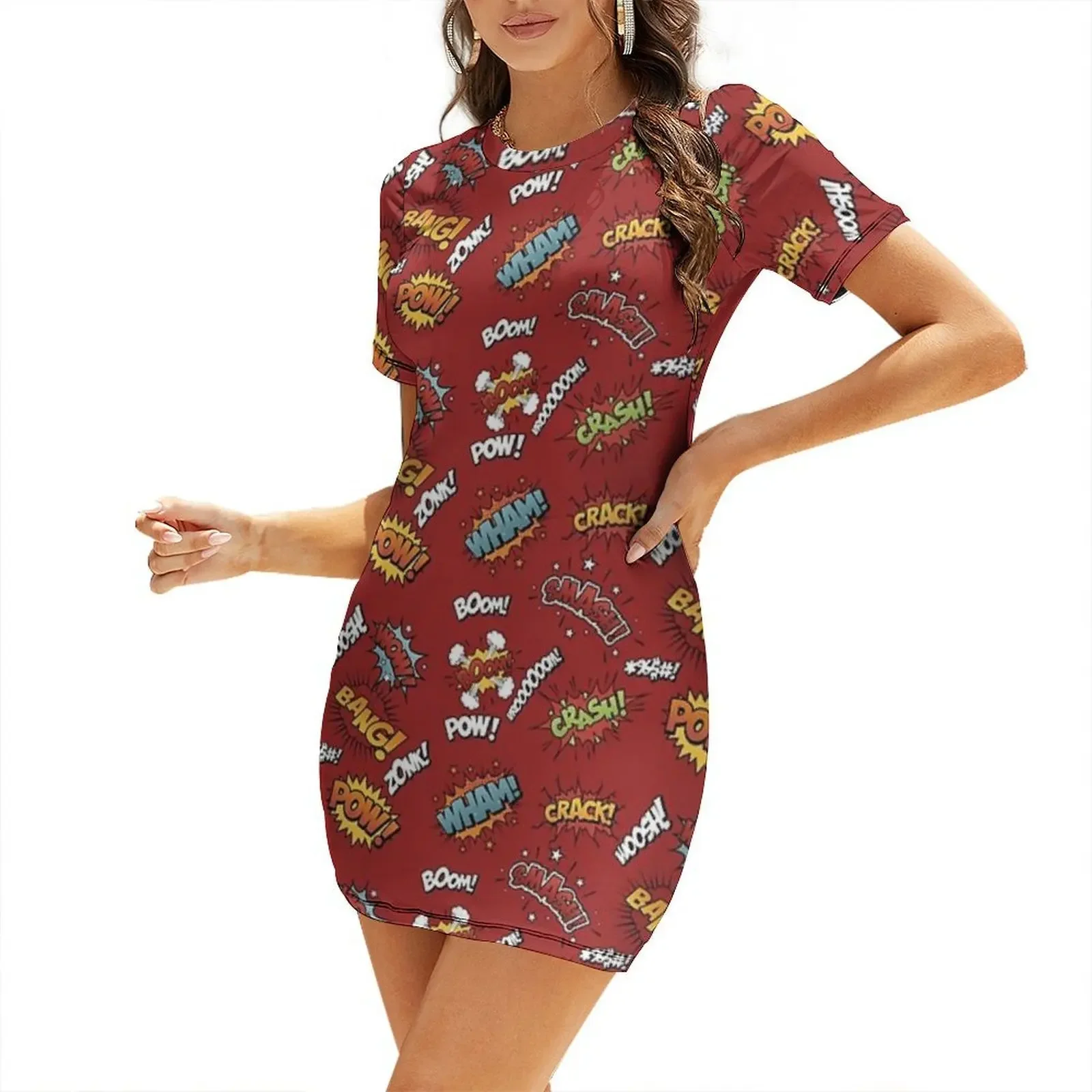 Comic Crash! Boom! Pow! Short-Sleeved Dress luxury evening dress woman for wedding dresses summer dresses for woman 2026