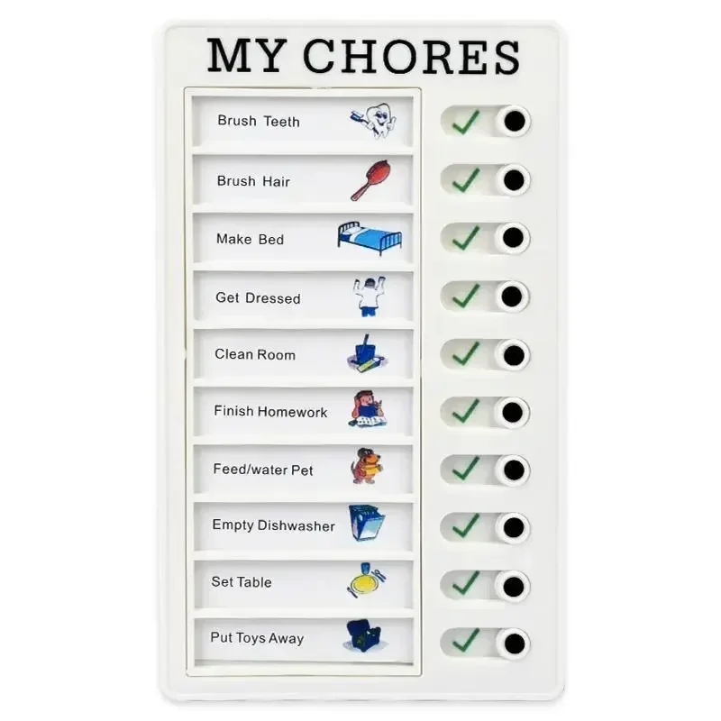 Reusable My Chores Checklist Daily Planner Memo Plastic Board Chore Chart Responsibility Behavior for Kid Self-discipline Card