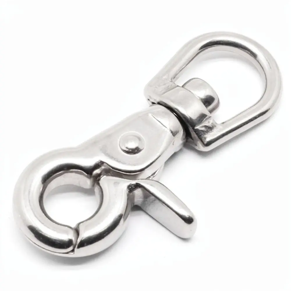 Professional 316 Stainless Steel Scissor Snap Hook Secure Marine Hardware Diving Buckle For Outdoor Pet Leash Keyring