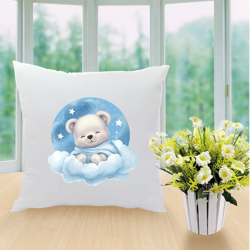 Cloud Animal bear sheep deer Iron On Heat Transfer Sticker For Clothes DTF Pinted Vinyl Thermal Appliques Washable T-Shirt Decal