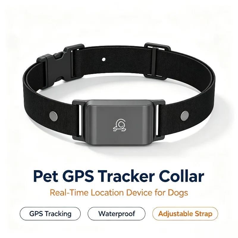 Localizzatore GPS per animali domestici in tempo reale, collare impermeabile in nylon, posizionamento globale per cani, ideale per l’uso all’aperto.