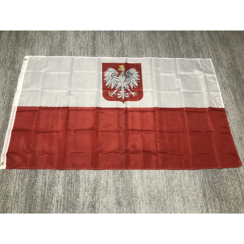 superonezxz flag Poland Emble Flag 90x150cm double penetration polyester hanging Poland Emble Flag Banner for decoration